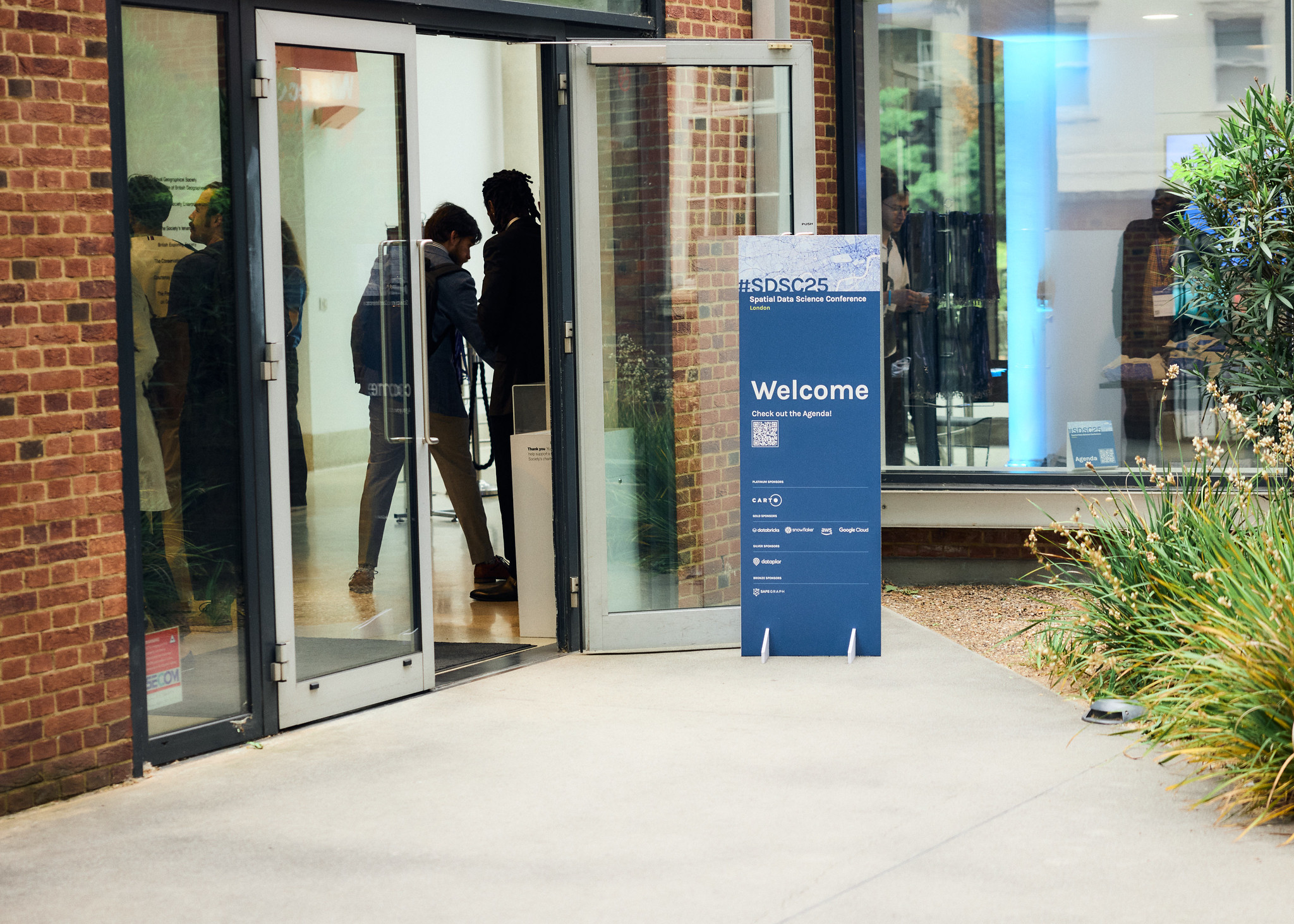 Exterior welcome signage for the Spatial Data Science Conference