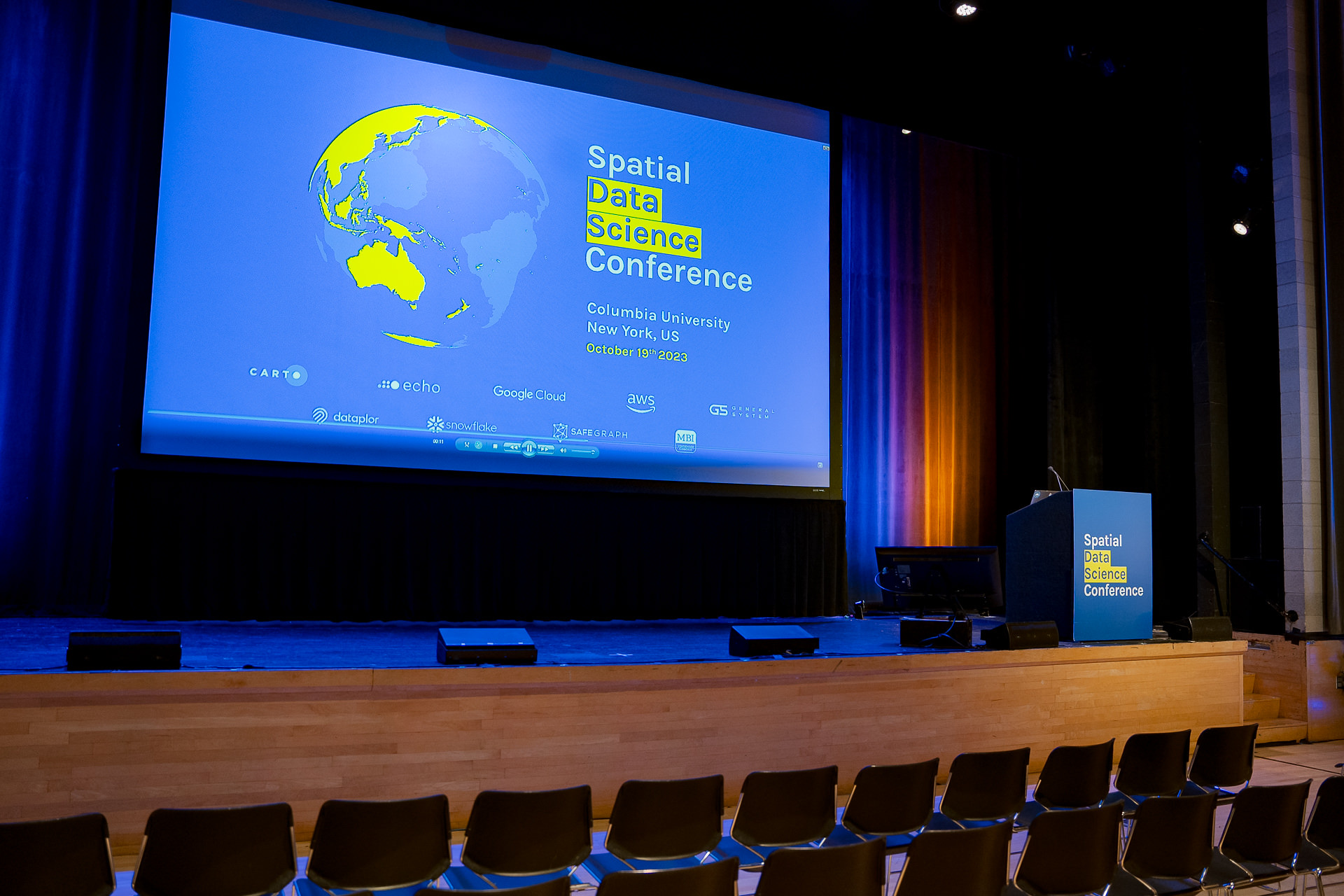 Spatial Data Science Conference podium and stage design